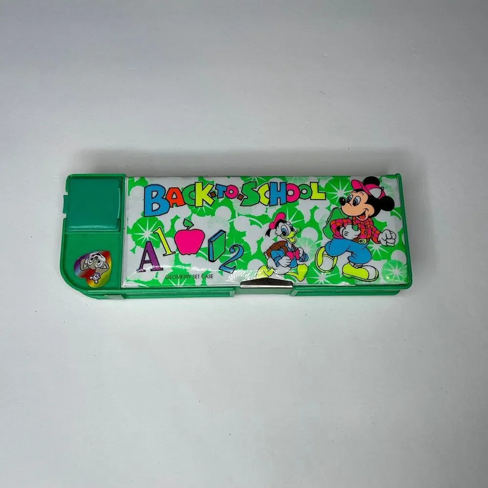 Vintage 90s 1990s Mickey Mouse geometry pencil case
